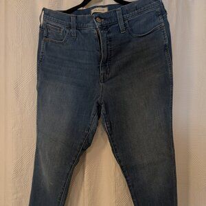 Madewell 10" High Rise Jegging Jeans Size 32 Distressed Hem